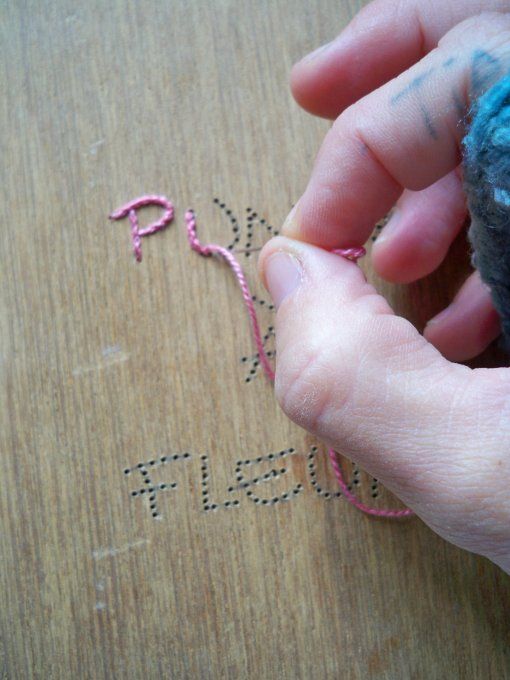 Broderie sur bois Punke à fleurs